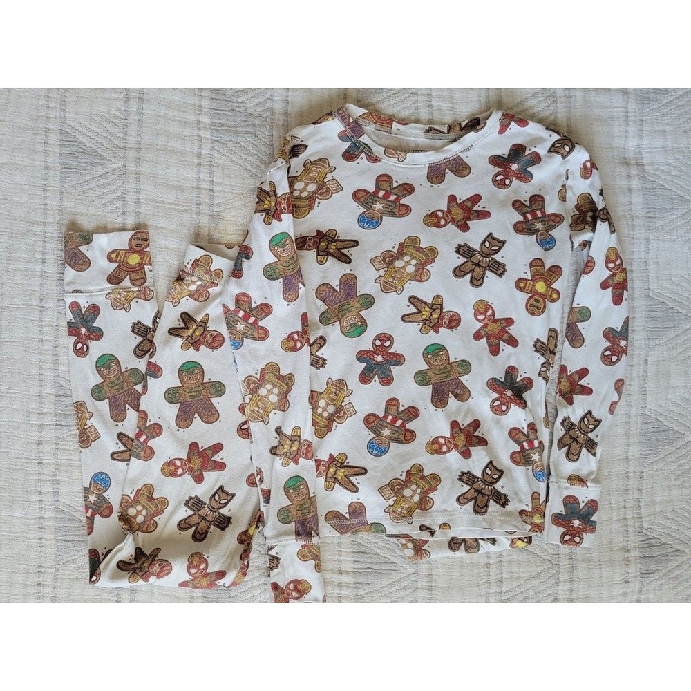 Gap Kids x Marvel Gingerbread Superhero Pajama Set Size 14 Organic Cotton Holida